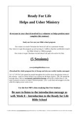 Ready for Life - Helps and Ushers Ministry.docx